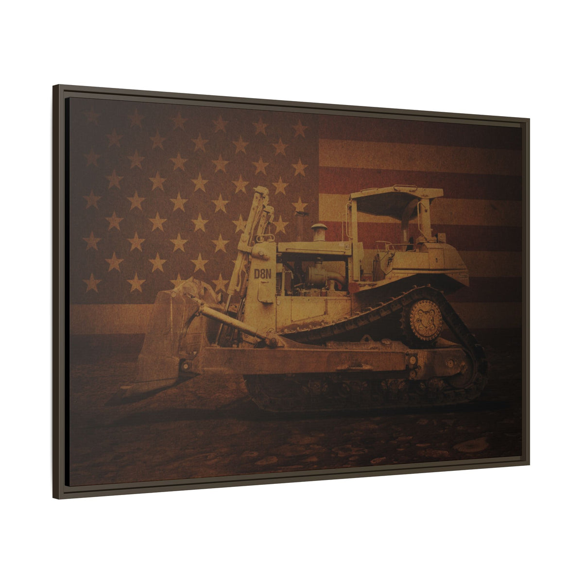 Patriotic D8N Classic Dozer | Framed Wall Art on Stretched Canvas