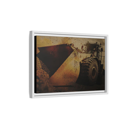 Front Loader Bucket Action | Gold |  Framed Wall art on Stretched Canvas
