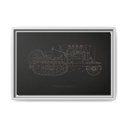 Vintage HOLT Tractor Patent Drawing Industrial Artwork | Framed Wall Art on Stretched Canvas