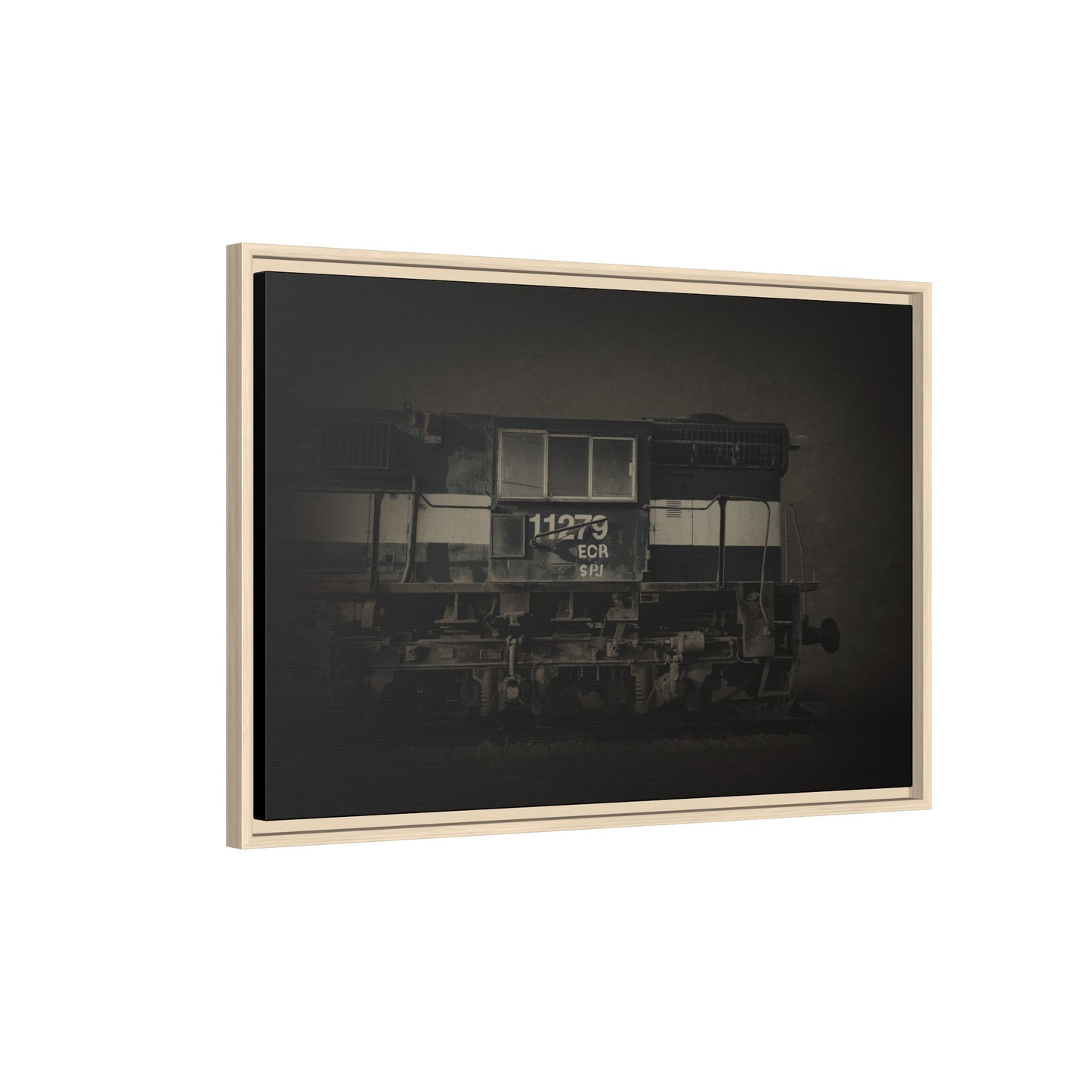 Vintage Diesel Locomotive Engine Matte Canvas Framed