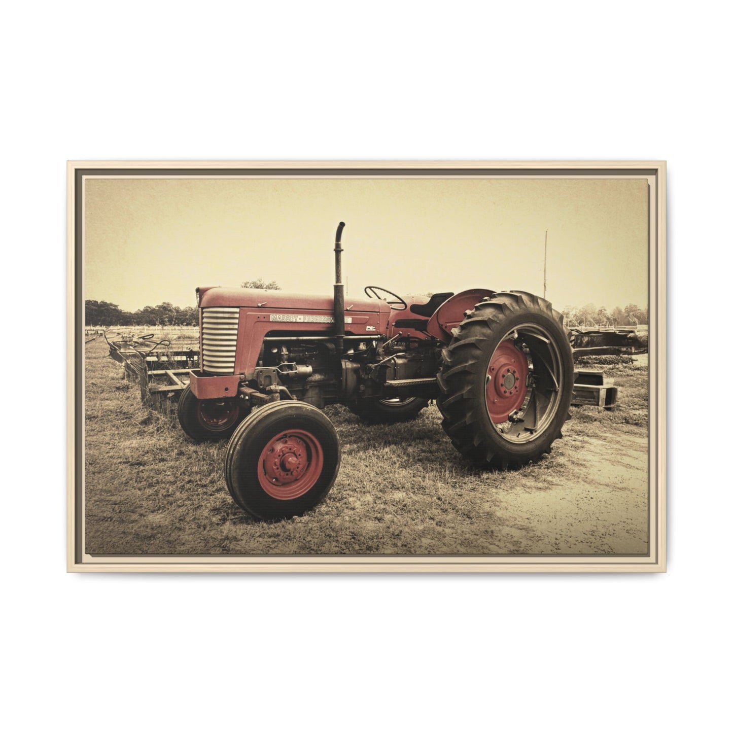 Vintage Massey MF 35 Workhorse in Field - Framed Wall Art Canvas