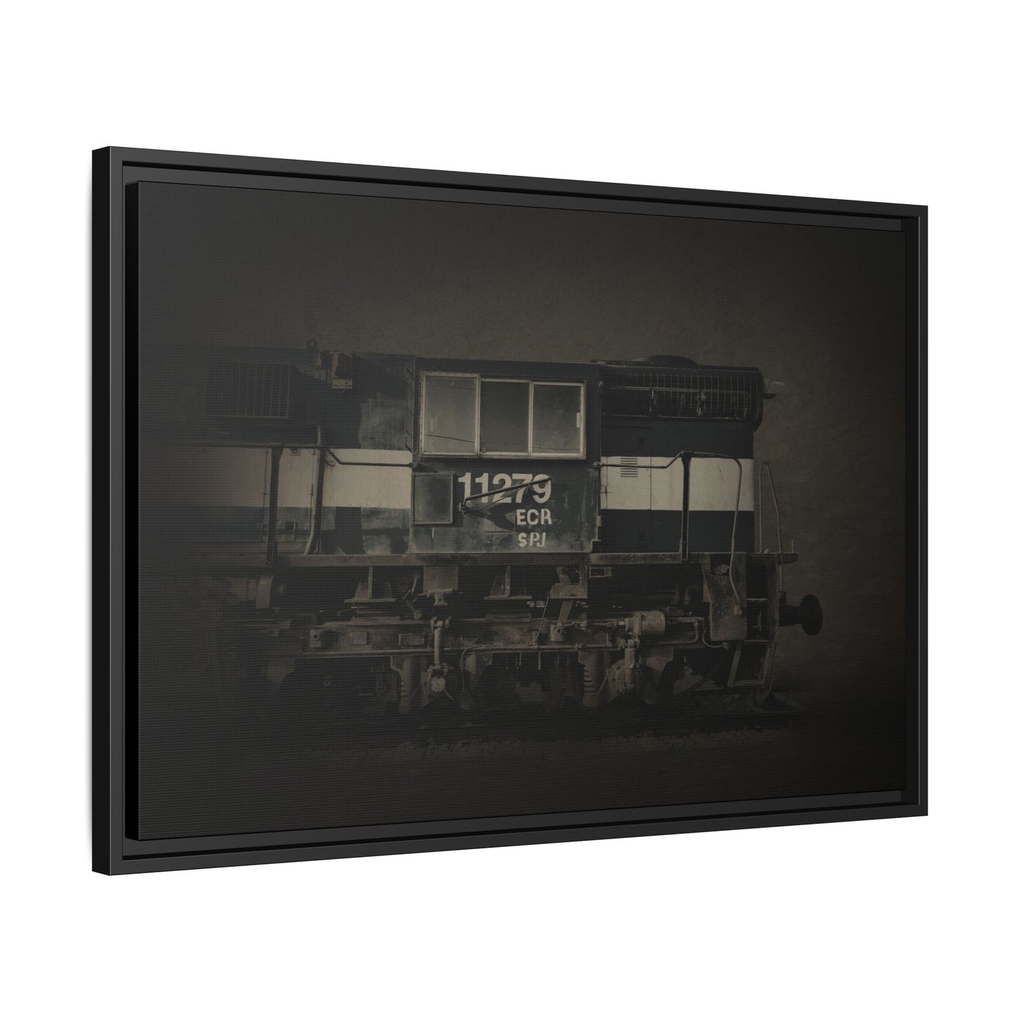 Vintage Diesel Locomotive Engine Matte Canvas Framed