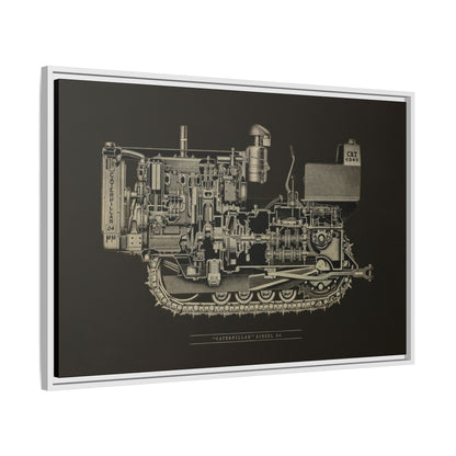 Vintage D4Tractor Crawler Cutaway Drawing | Framed Wall Art on Canvas