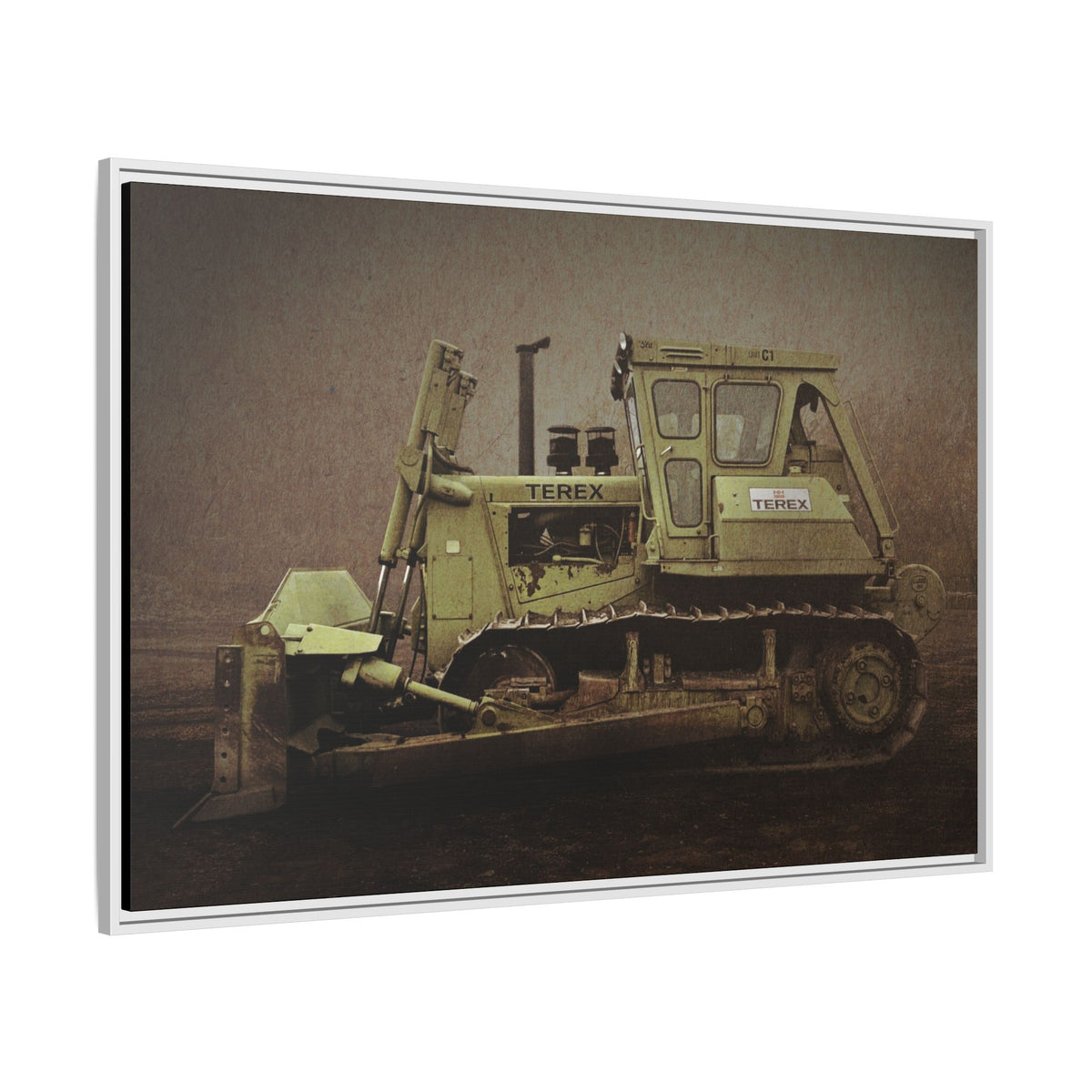 Classic Terex Dozer | Framed Wall Art on Stretched Canvas