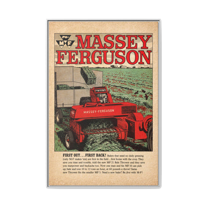 Massey Ferguson Tractor Poster Matte Canvas Framed | Vintage Farm Machinery Print