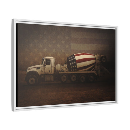Patriotic Concrete Truck| Framed Wall Art on Stretched Canvas