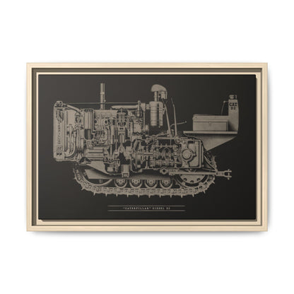 Vintage Caterpillar D2 Cutaway Drawing | Framed Wall Art on Stretched Canvas