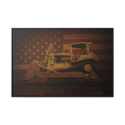 Patriotic D8N Classic Dozer | Framed Wall Art on Stretched Canvas