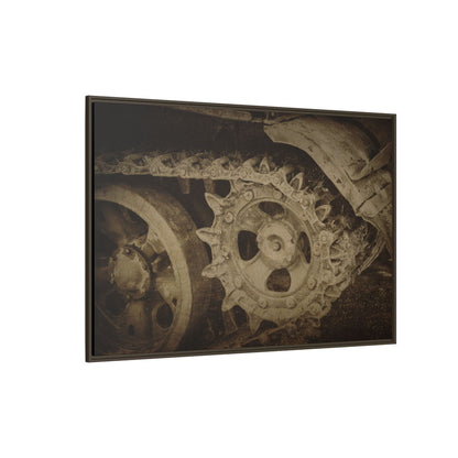 Treaded Tracks Close Up | Framed Wall Art on Stretched Canvas