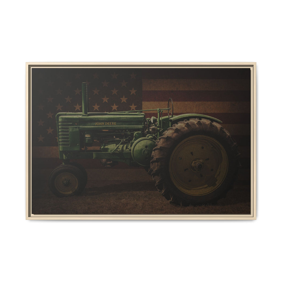Patriotic John Deere Model G Tractor | Framed Wall Art on Stretched Canvas