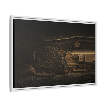 D7E Dozer Undercarriage Action | Framed Wall Art on Stretched Canvas