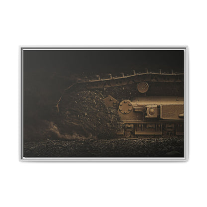 D7E Dozer Undercarriage Action | Framed Wall Art on Stretched Canvas