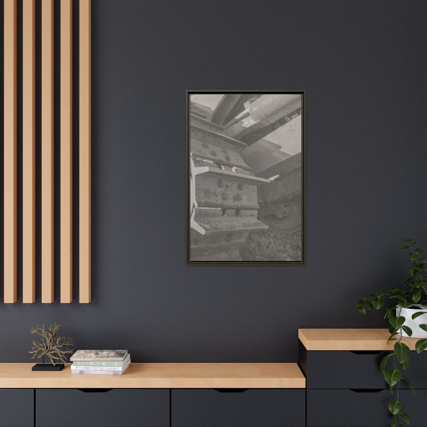 Epic D8 Dozer Triptych | Light Gray | Right  Panel | Jondo | Matte Canvas Print (Framed)