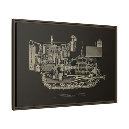 Vintage D4Tractor Crawler Cutaway Drawing | Framed Wall Art on Canvas