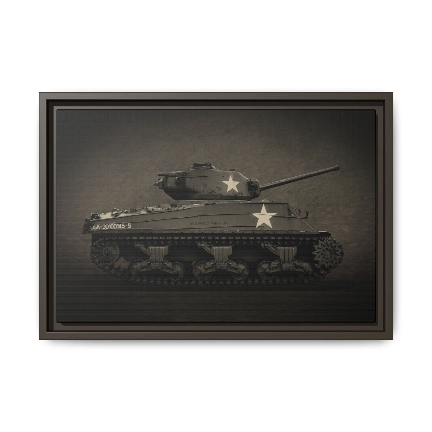 Vintage WWII  Sherman Tank, Double Star, Photo Wall Art on Framed Canvas