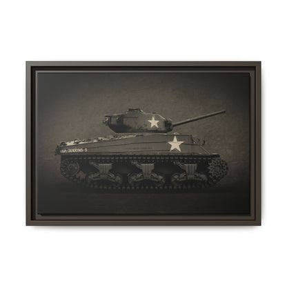 Vintage WWII  Sherman Tank, Double Star, Photo Wall Art on Framed Canvas