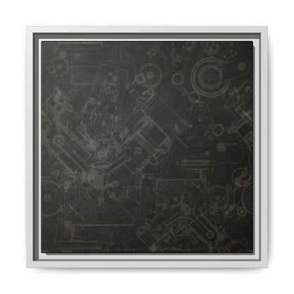 Engine Schematic Drawing Front View - Industrial Art - Framed on Canvas