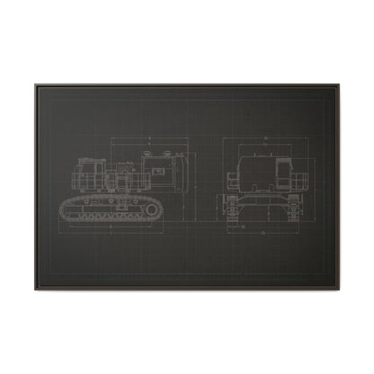 601 Excavator Drawing, Framed Wall Art on Canvas