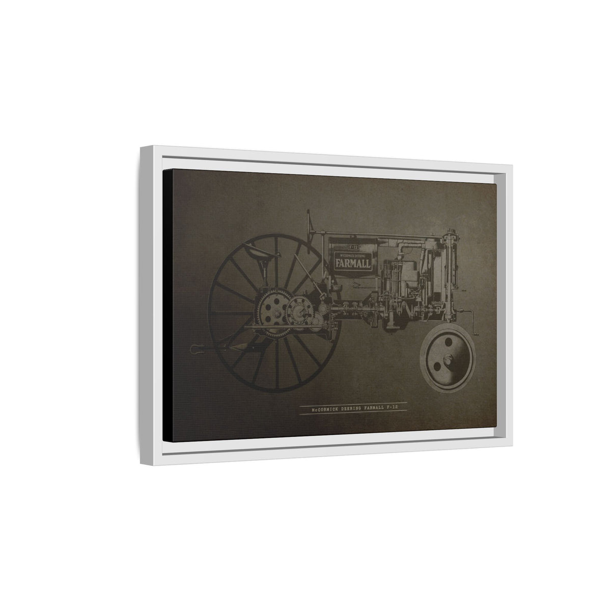 Vintage Farmall F-12 Mechanical Drawing | Framed Wall Art on Canvas