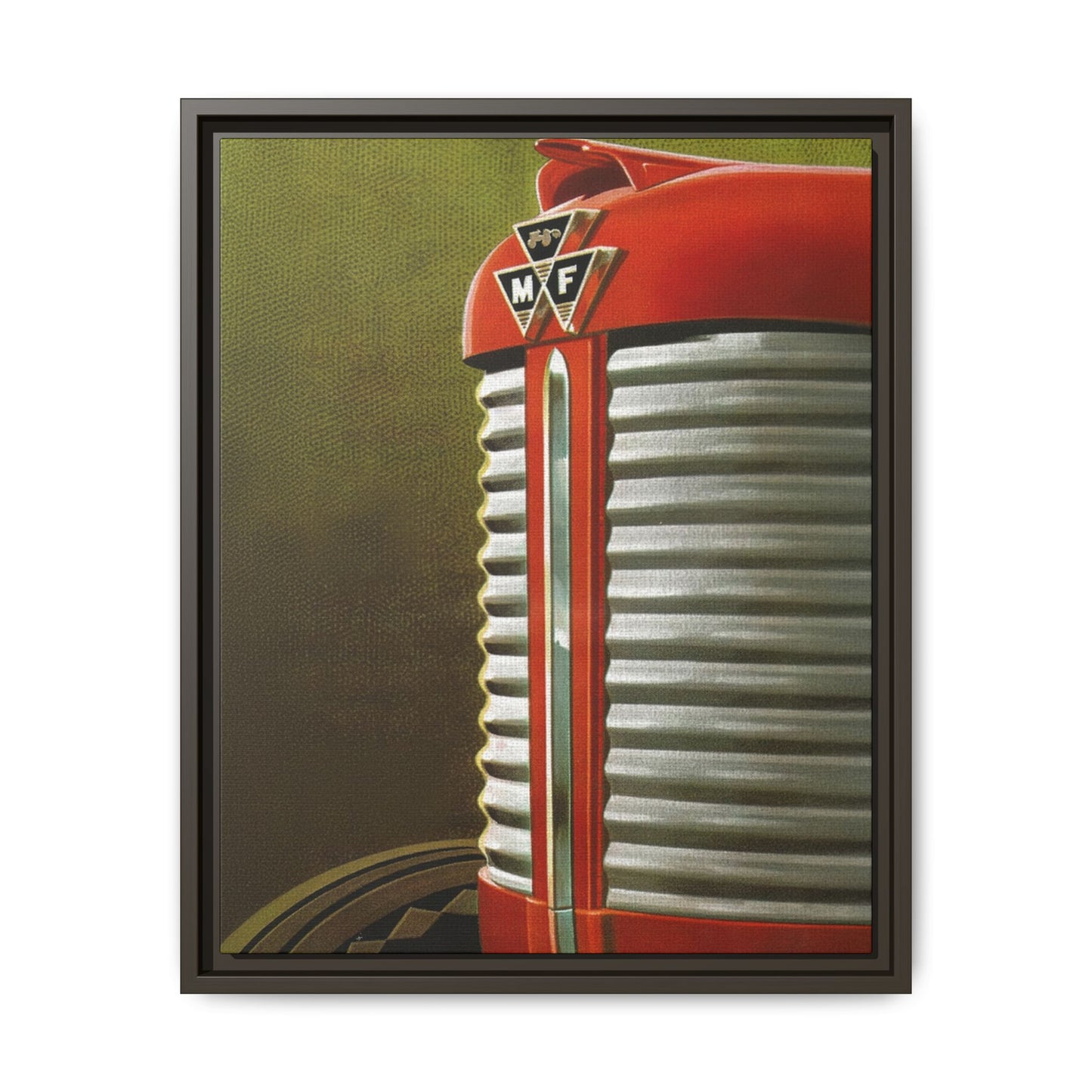 Vintage Red Tractor Grill Matte Canvas Framed | Farm Machinery Wall Art