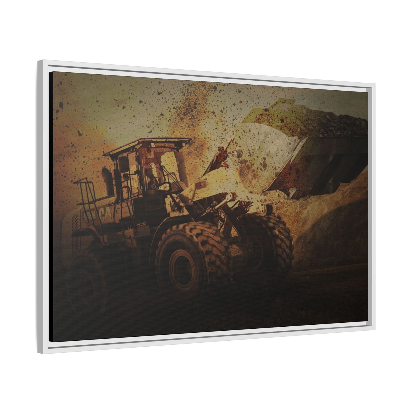 960K Dramatic Loader Action | Framed Wall Art on Stretched Canvas
