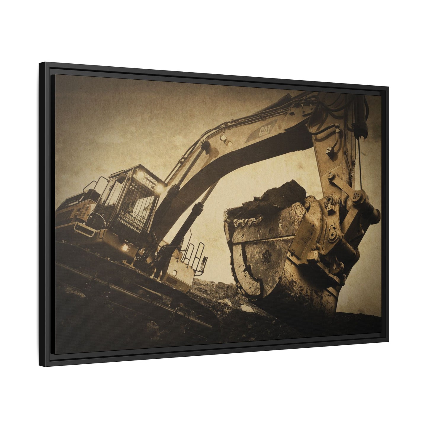 Reaching for Rocks Excavator  | Photo Art on Framed Canvas