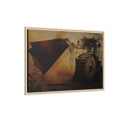 Front Loader Bucket Action | Gold |  Framed Wall art on Stretched Canvas