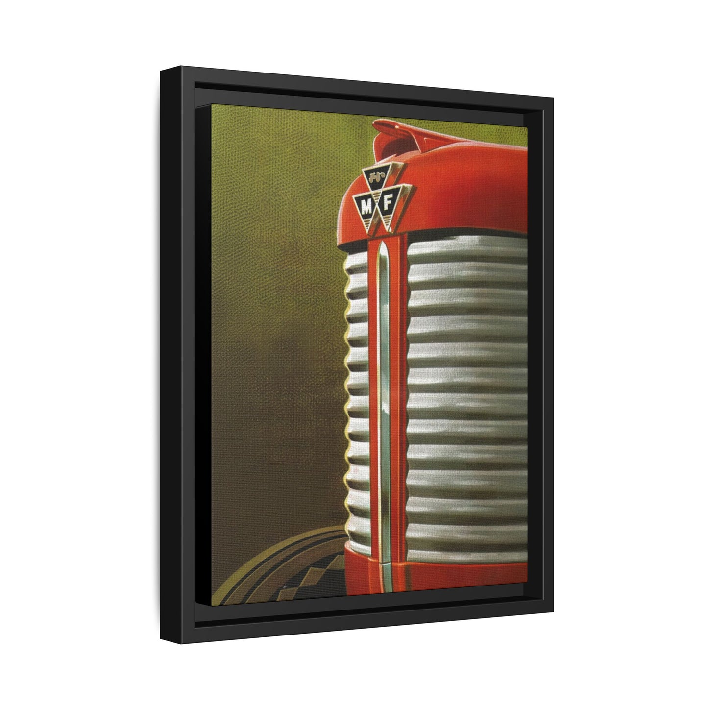 Vintage Red Tractor Grill Matte Canvas Framed | Farm Machinery Wall Art