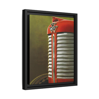 Vintage Red Tractor Grill Matte Canvas Framed | Farm Machinery Wall Art