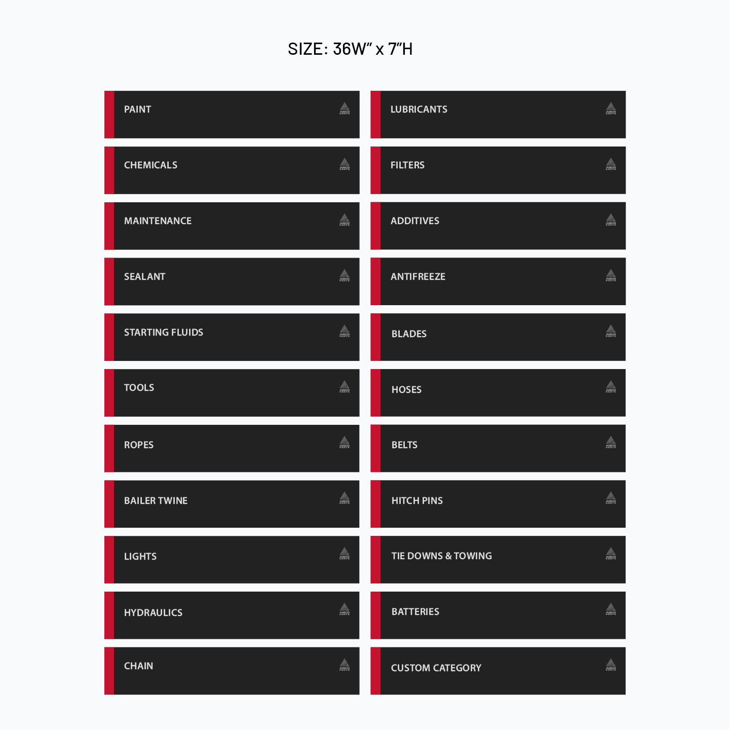 AGCO Category Fixture Signage