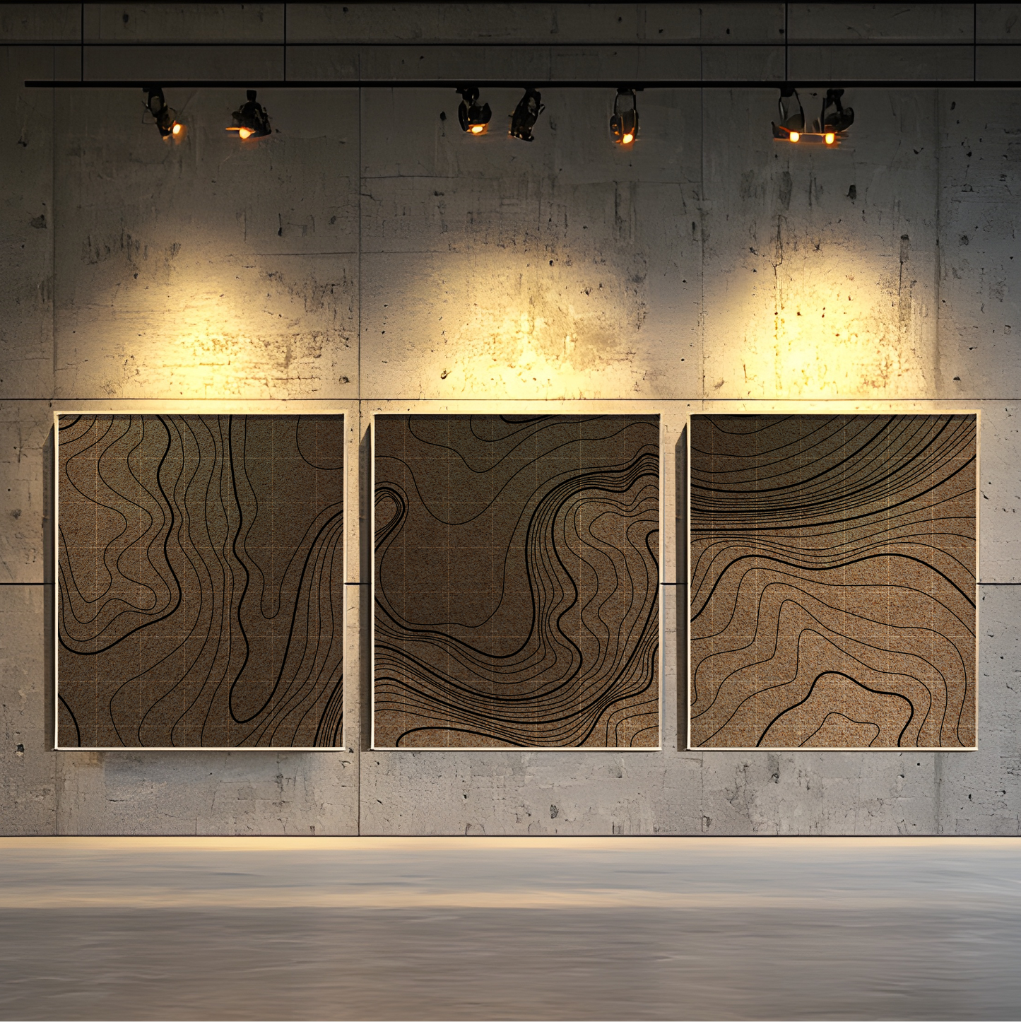 Topographic Triptych Graphic Framed Wall Art on Canvas