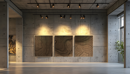 Topographic Triptych Graphic Framed Wall Art on Canvas