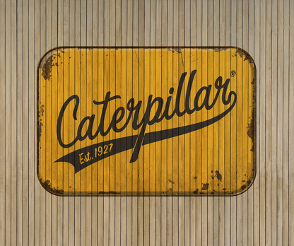 Vintage Caterpillar Athletic Graphic on Wood Wall Covering