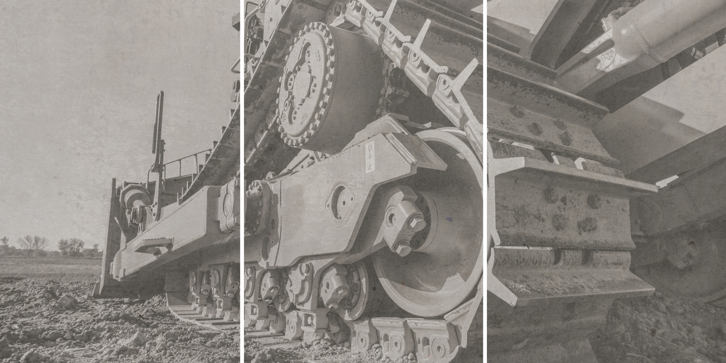 Epic D8 Dozer Track Triptych | Gray | Wall Art on Canvas | Framed