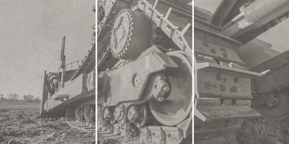 Epic D8 Dozer Track Triptych | Gray | Wall Art on Canvas | Framed