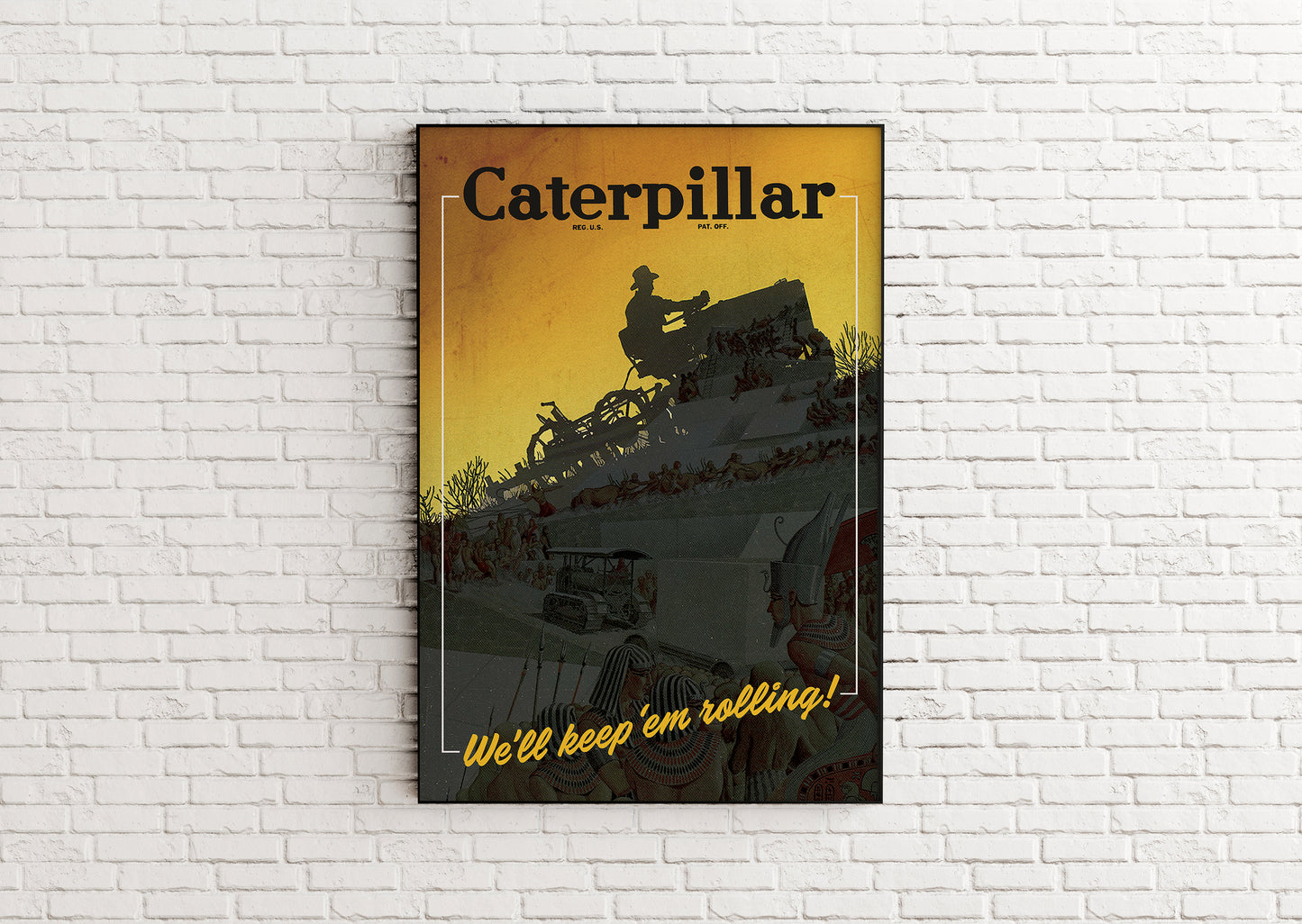 Caterpillar 'We'll Keep 'em Rolling' Metal Sign