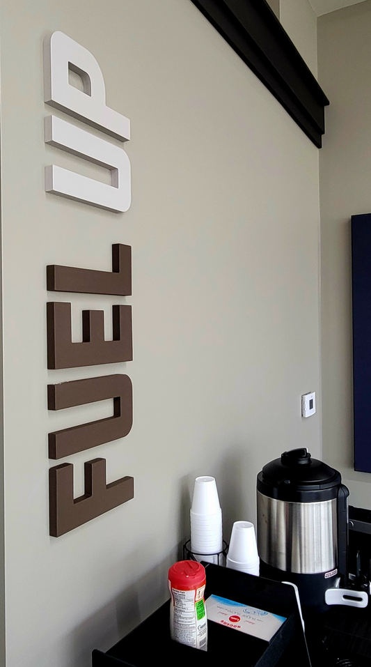 Fuel Up Dimensional Lettering: CAT Branded