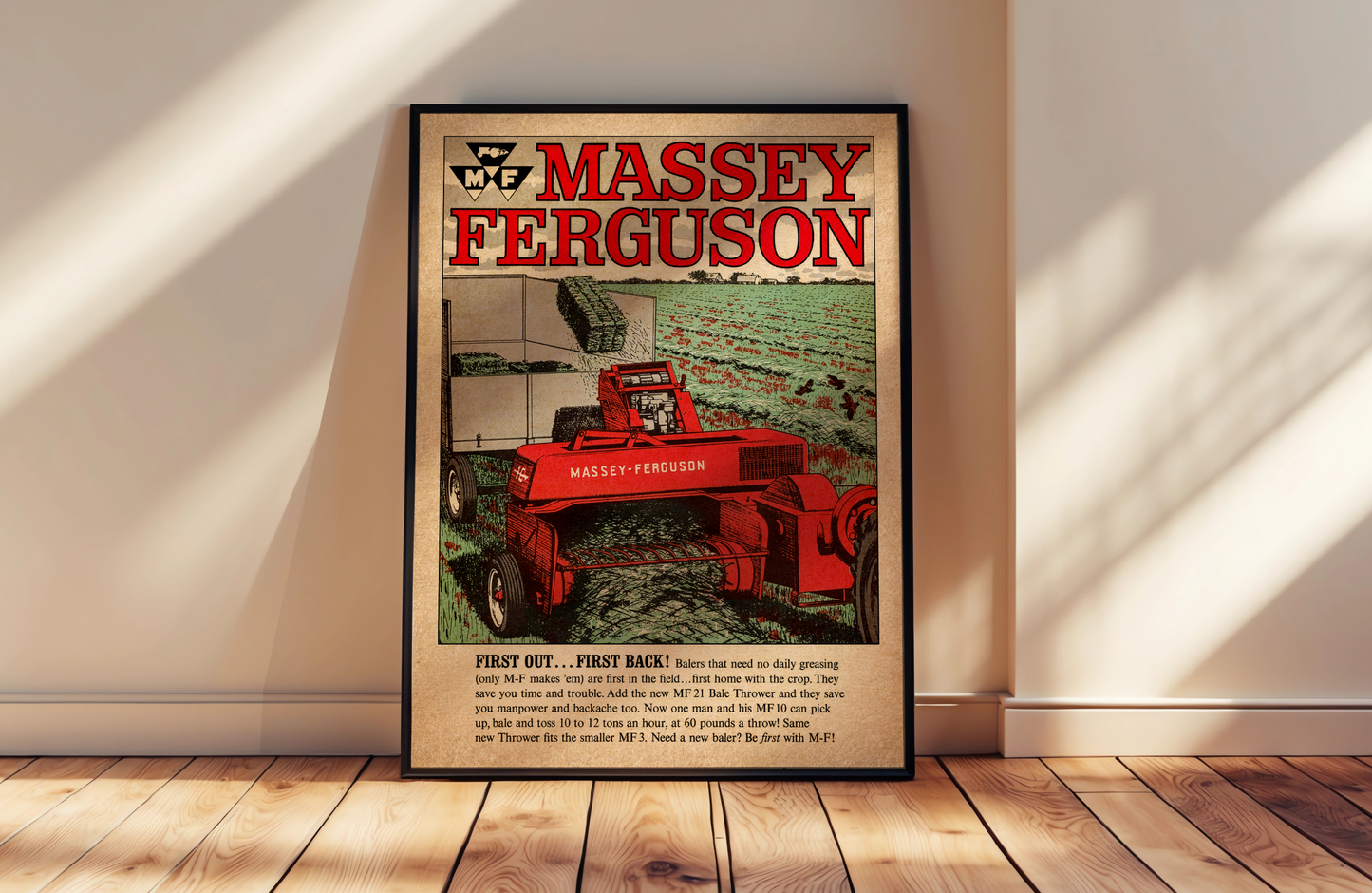 MF First Out-First Back Metal Sign