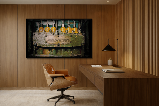 Vintage Caterpillar CAT Engine Plaque Photo Art on Canvas