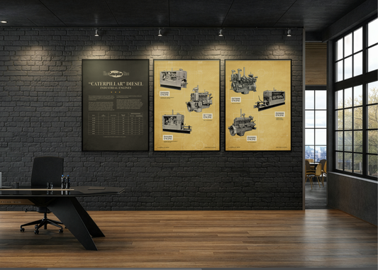 Big Yellow Engines of 1939 | Framed Wall Art (Sold as Set of 3)
