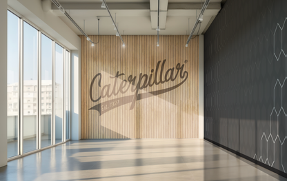 Vintage Caterpillar Athletic Graphic on Wood Wall Covering