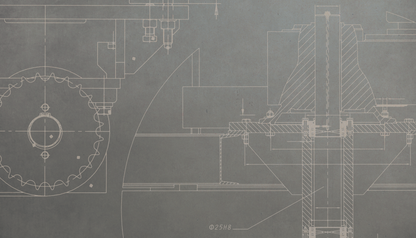 Coupling Cross Section Drawing Tryptic, Framed Wall Art on Canvas