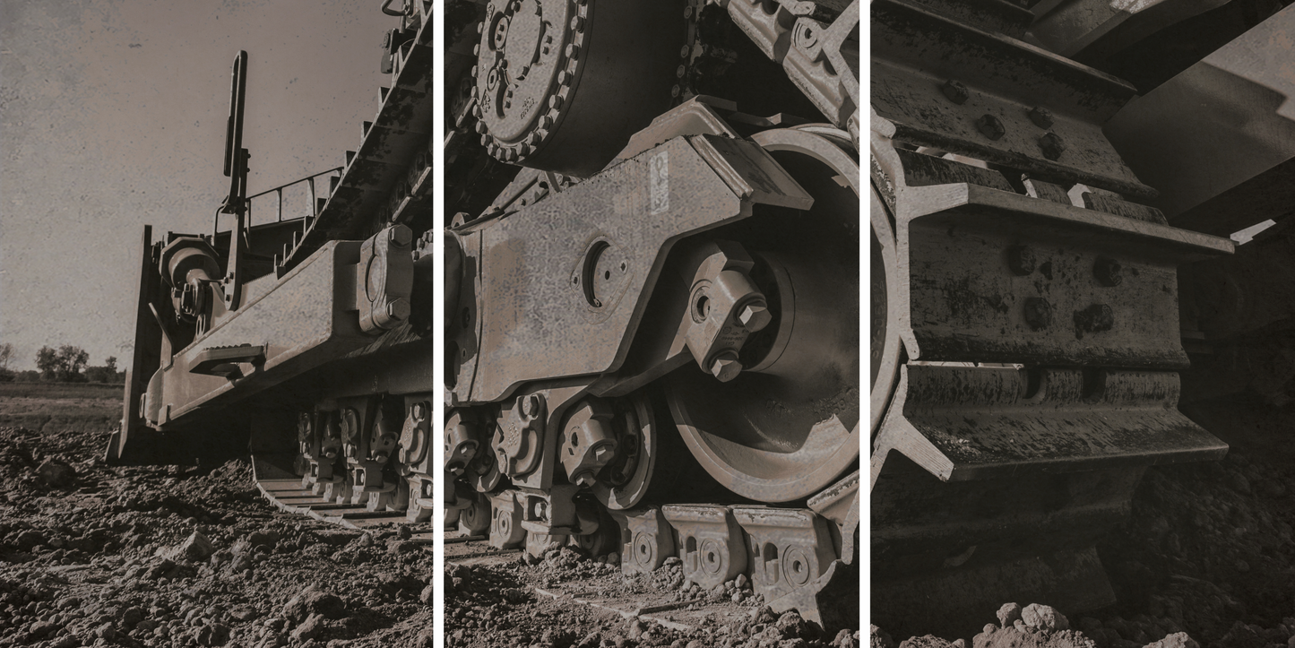 D8 Undercarriage Triptych | Dark Gray | Framed | Stretched Canvas Wall Art