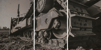 D8 Undercarriage Triptych | Dark Gray | Framed | Stretched Canvas Wall Art