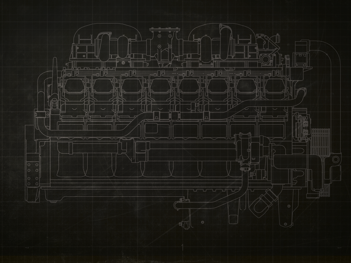 Powertrain Side View Schematic Drawing | Wallcovering