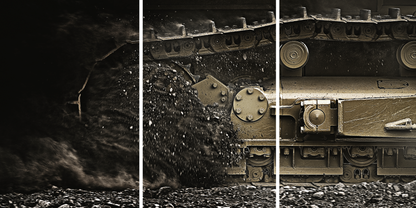 Dramatic Undercarraige Track Triptych | Framed Canvas Wal Art