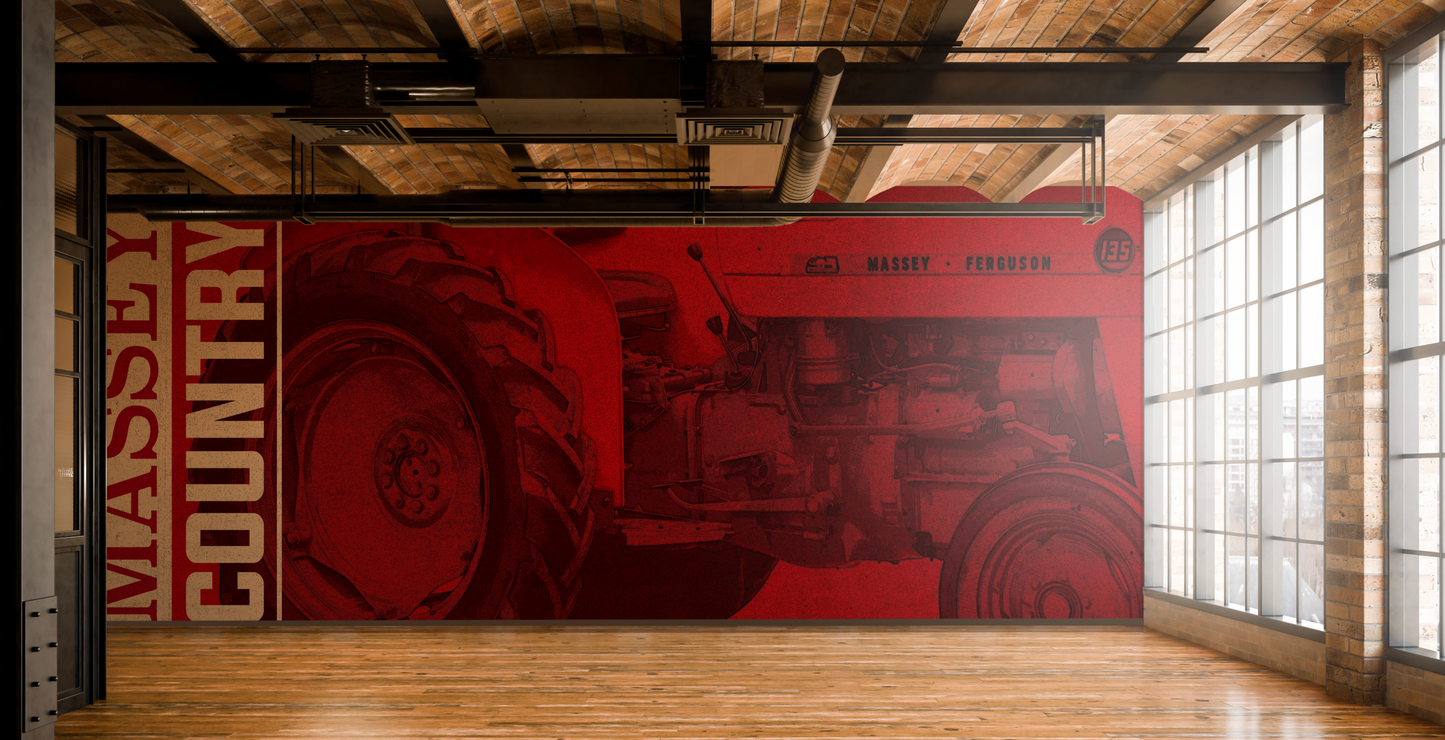 Vintage Massey Country Dealership Art Mural Wallcovering