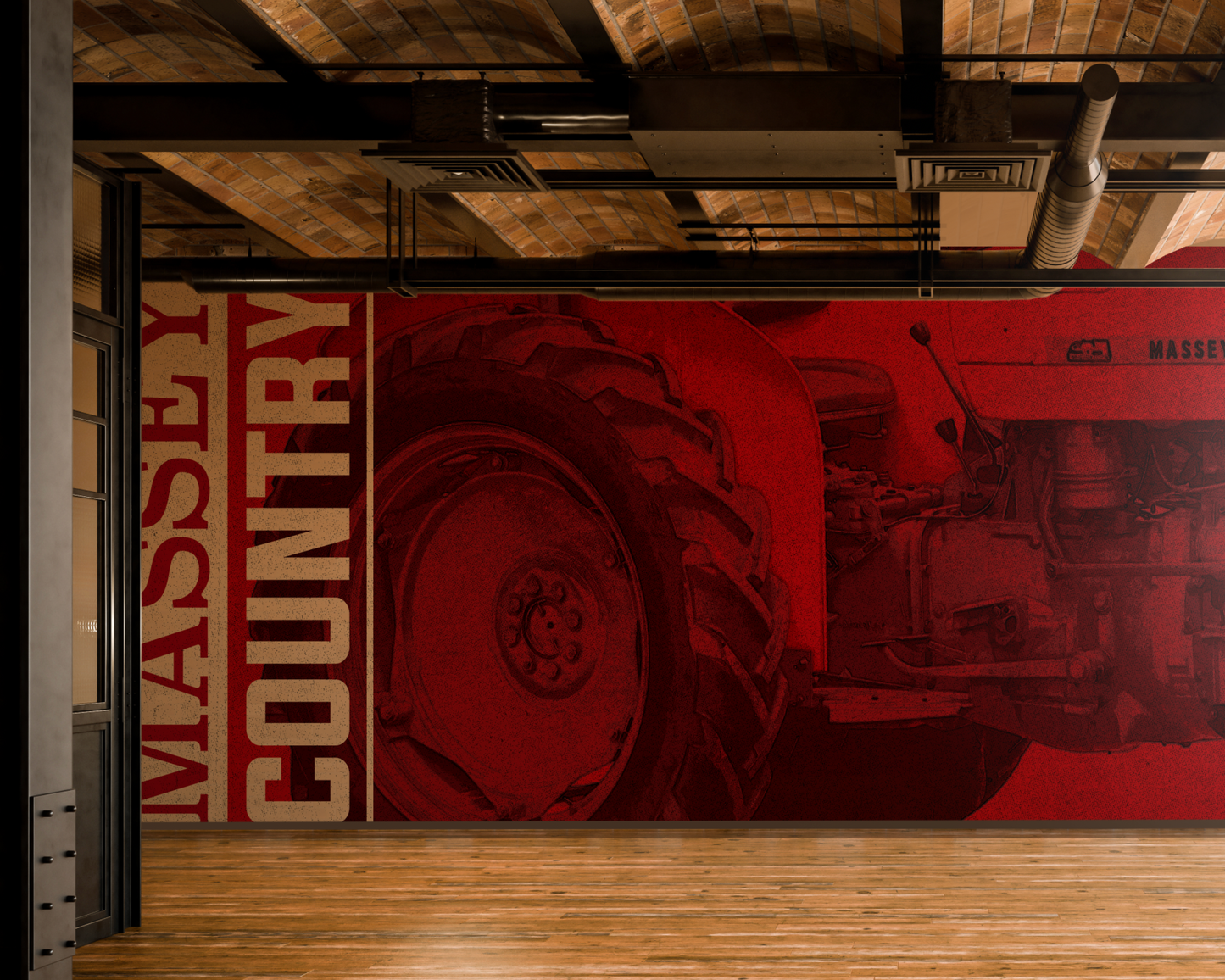 Vintage Massey Country Dealership Art Mural Wallcovering