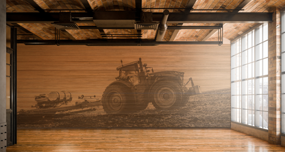 Fendt 900 Planting in Field on Wood Wall Mural