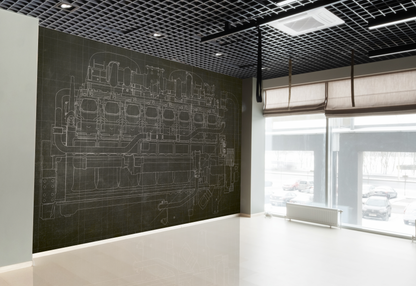 Powertrain Side View Schematic Drawing | Wallcovering